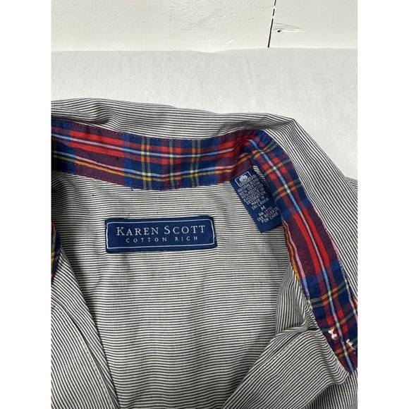 Karen Scott Striped Christmas Holiday Snowman Embroidered Top Blouse Medium‎ - Picture 4 of 8